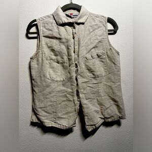 Cristian Trapani Linen like Cotton Beige Button Down Safari Shirt